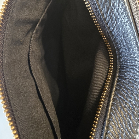 Fossil Black Pebbled Leather Crossbody Bag • Double Zip Camera Style • Gold Hard - Picture 9 of 10